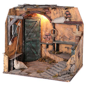 Illuminated cellar for Neapolitan Nativity measuring 40X40X40 cm