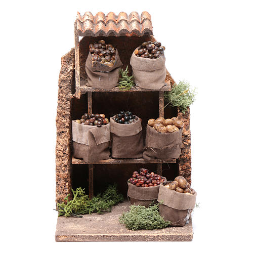 Nuts and olives stall for Neapolitan Nativity measuring 10x8x4cm 1