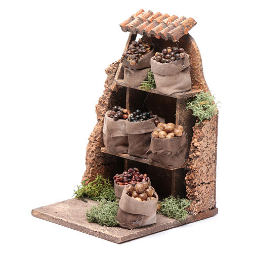Nuts and olives stall for Neapolitan Nativity measuring 10x8x4cm 2