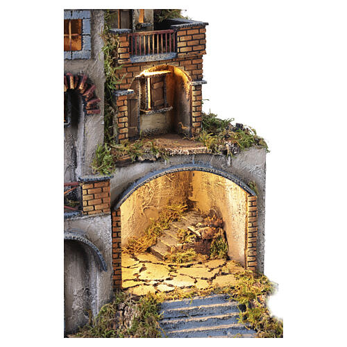 Village for Neapolitan Nativity with light and fountain measuring 60x40x40cm 3