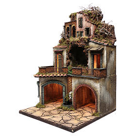 Borgo presepe napoletano 80x50x50 cm con grotta