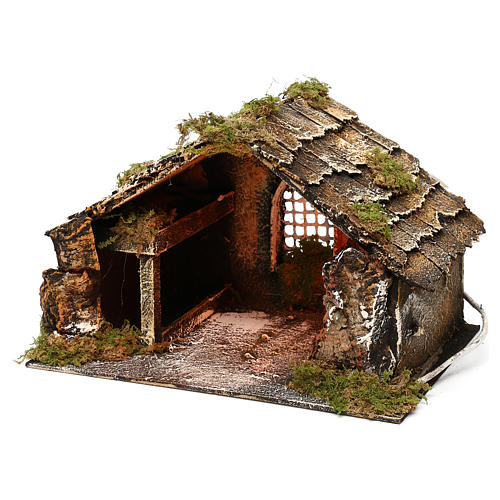 Simple stable with hay for Neapolitan Nativity measuring 18x29x21cm 2