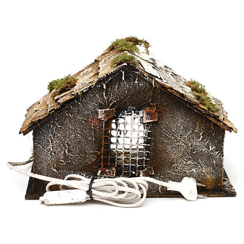 Simple stable with hay for Neapolitan Nativity measuring 18x29x21cm 4