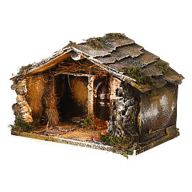 Stable with hay for Neapolitan Nativity measuring 33x21x21cm