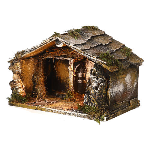 Stable with hay for Neapolitan Nativity measuring 33x21x21cm 2