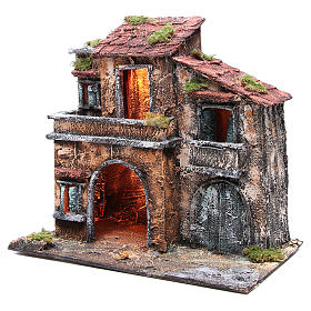 Country house with stable measuring 44x48x29cm for Neapolitan Nativity