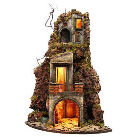 Borgo presepe napoletano 74x40x36 fontana e luce