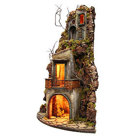 Borgo presepe napoletano 74x40x36 fontana e luce