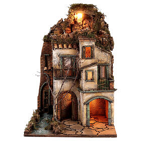Borgo presepe Napoli illuminato 38x60x38