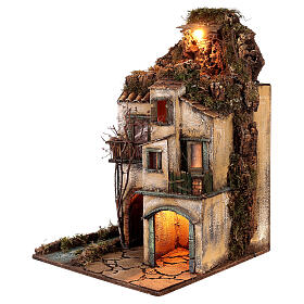 Borgo presepe Napoli illuminato 38x60x38