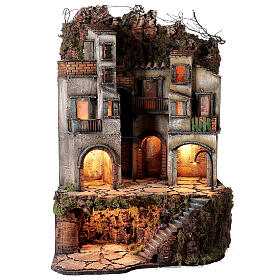 Borghetto con capanna presepe Napoli 74x50x50 cm