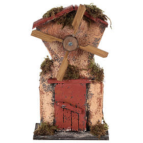 Wooden windmill for Neapolitan Nativity measuring 20x10x6 cm