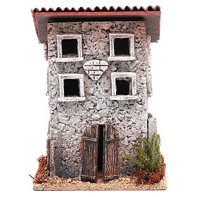 Haus mit Holztor aus Kork für Krippe 23x16x10cm