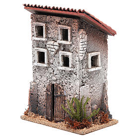 Haus mit Holztor aus Kork für Krippe 23x16x10cm