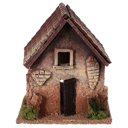 Landhaus aus Kork für Krippe 18x15x13cm 1