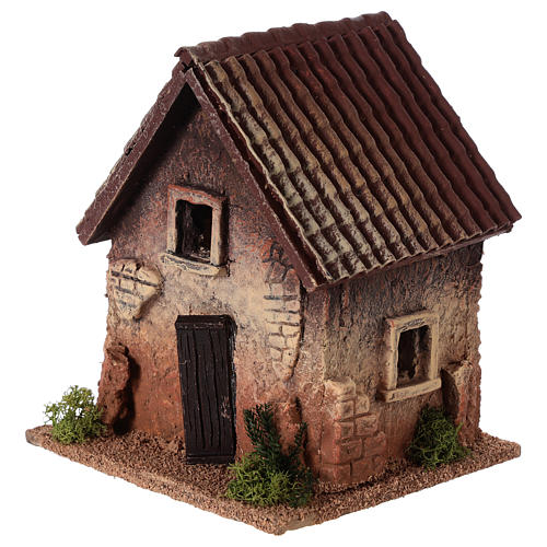 Landhaus aus Kork für Krippe 18x15x13cm 2