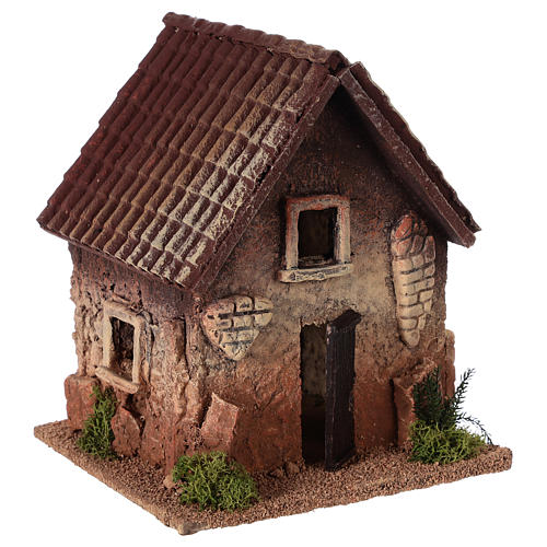 Landhaus aus Kork für Krippe 18x15x13cm 3