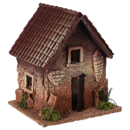 Casa rural miniatura para presépio cortiça 22x16x10 cm 3