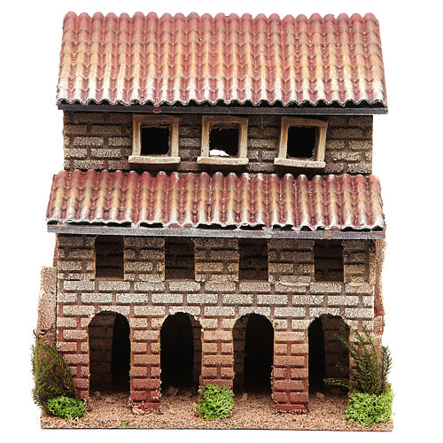 Haus mit Bogengang für Krippe 24x22x14cm 1