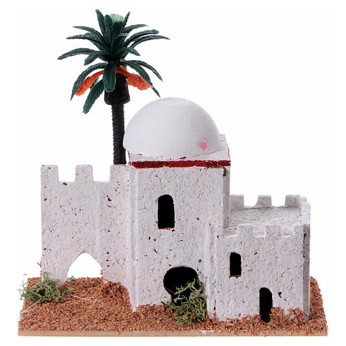 Arabisches Haus mit Palme 13x12x7cm für Krippe 5