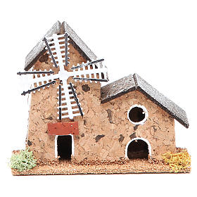 Mill in cork for nativities measuring 12x5x10cm, assorted models