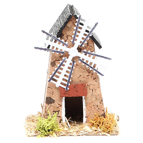 Windmühle für Krippe aus Kork 9x5x7cm 1