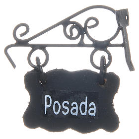 Home accessories miniatures: Inn sign in SPANISH for DIY nativities