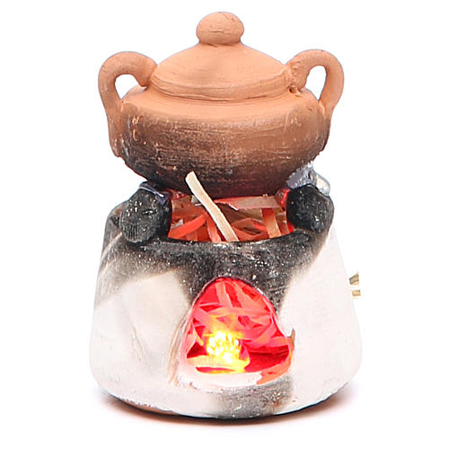 Ceramic oven with red light for nativities measuring 6cm 1
