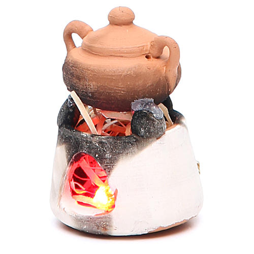 Ceramic oven with red light for nativities measuring 6cm 2