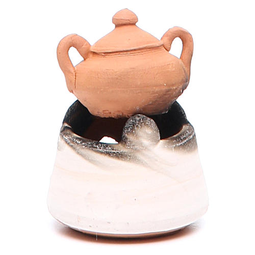 Ofen aus Keramik mit Topf, 5 cm hoch, für DIY-Krippe 2