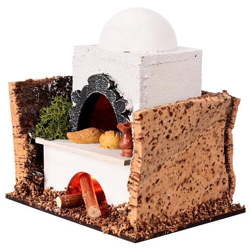 Holzofen aus Kork mit Licht für Krippe 2