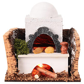 Wood oven in cork with light for nativities