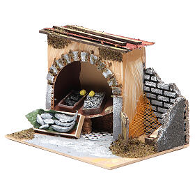 Ambientações para Presépio: lojas, casas, poços: Loja do peixeiro para presépio 14x20x14 cm