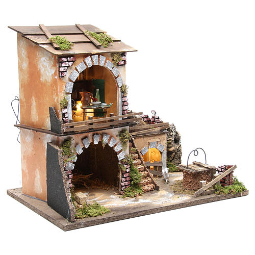 Village with stable for nativities with 10 lights and oven 38x45x30cm 3