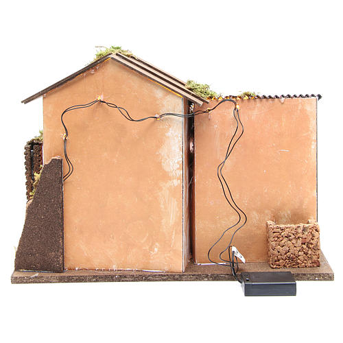Nativity farmhouse with 10 battery lights and henhouse 32x45x30cm 4