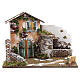 Nativity farmhouse with 10 battery lights and water mill 32x45x30cm s1