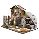 Nativity farmhouse with 10 battery lights and water mill 32x45x30cm s2