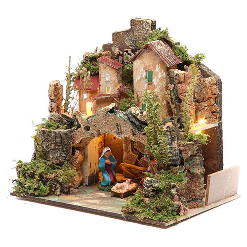 Nativity setting with figurines 6cm and 10 battery light 18x20x14cm 2