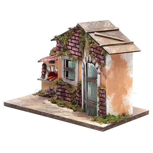Nativity farmhouse with flame effect oven 23x33x18cm 2