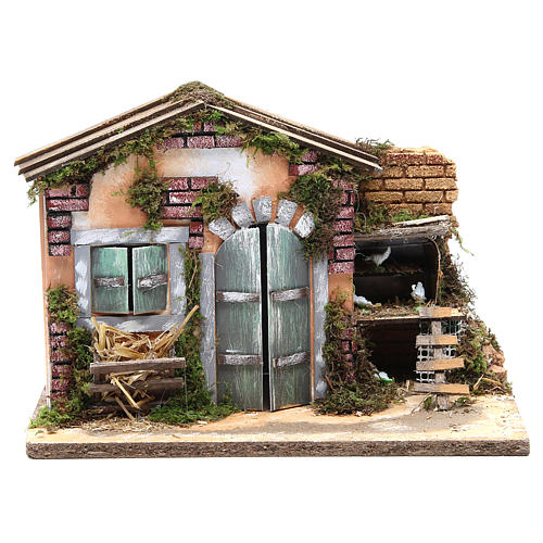 Nativity farmhouse with hens 23x33x18cm 1