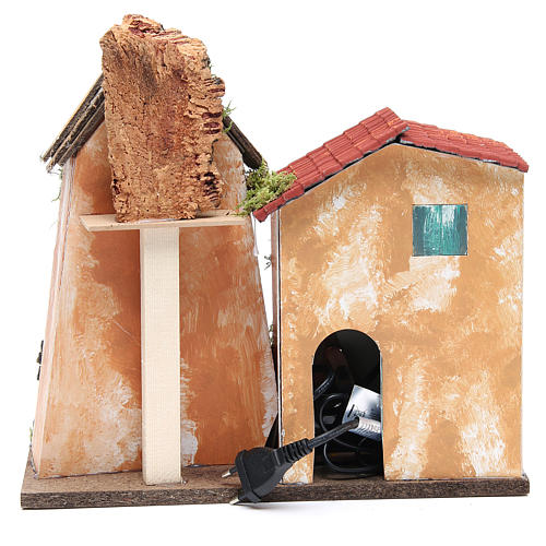 Nativity farmhouse with electric fountain 31x33x18cm 4