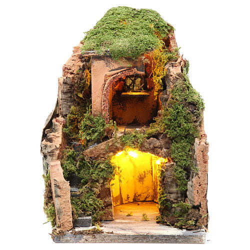 Nativity grotto with 10 battery lights 25x19x18cm 1