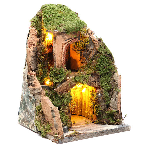 Nativity grotto with 10 battery lights 25x19x18cm 3