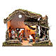 Hütte mit Krippe 43x60x34cm Figuren 15cm mit Licht s1