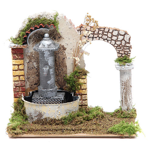 Electric fountain with arch for nativities 18x20x14cm 1