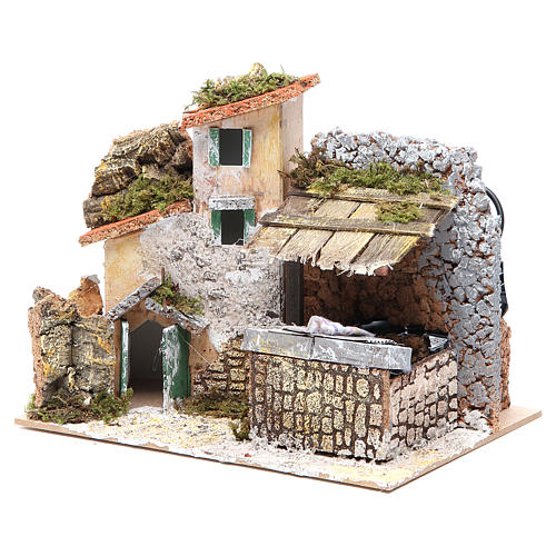 Electric fountain for nativities with wash house 17x20x14cm 2
