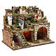 Cabaña presebre con pueblo 37x45x30cm con luces y cascada s3
