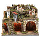 Nativity stable with village setting, lights and waterfall 37x45x30cm s1