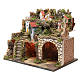Nativity stable with village setting, lights and waterfall 37x45x30cm s2