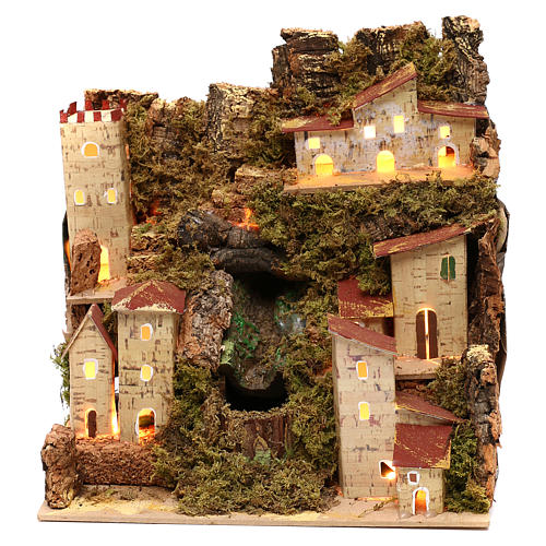 Farmhouse for nativities with waterfall measuring 23x24x21cm 1